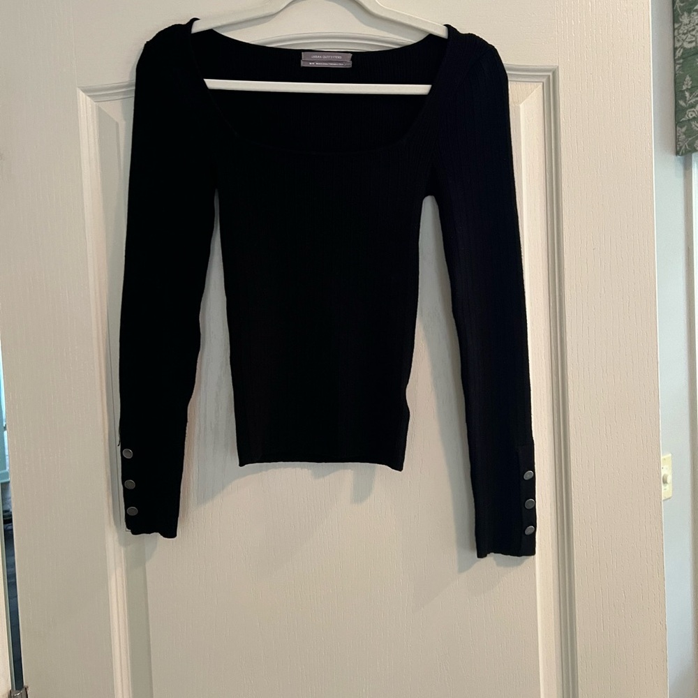 Black Long Sleeve Sweater with Button Accents